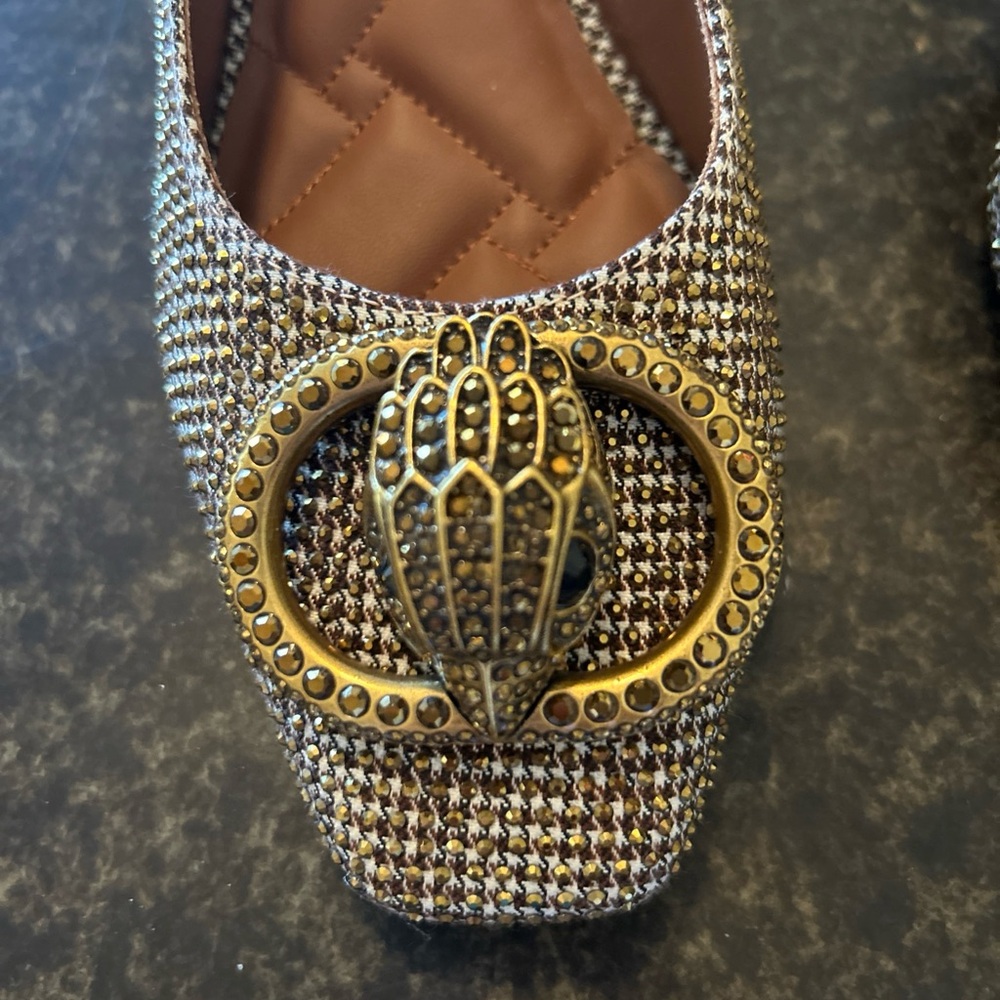 Kurt Geiger Brown Flats with Gold Embellishment